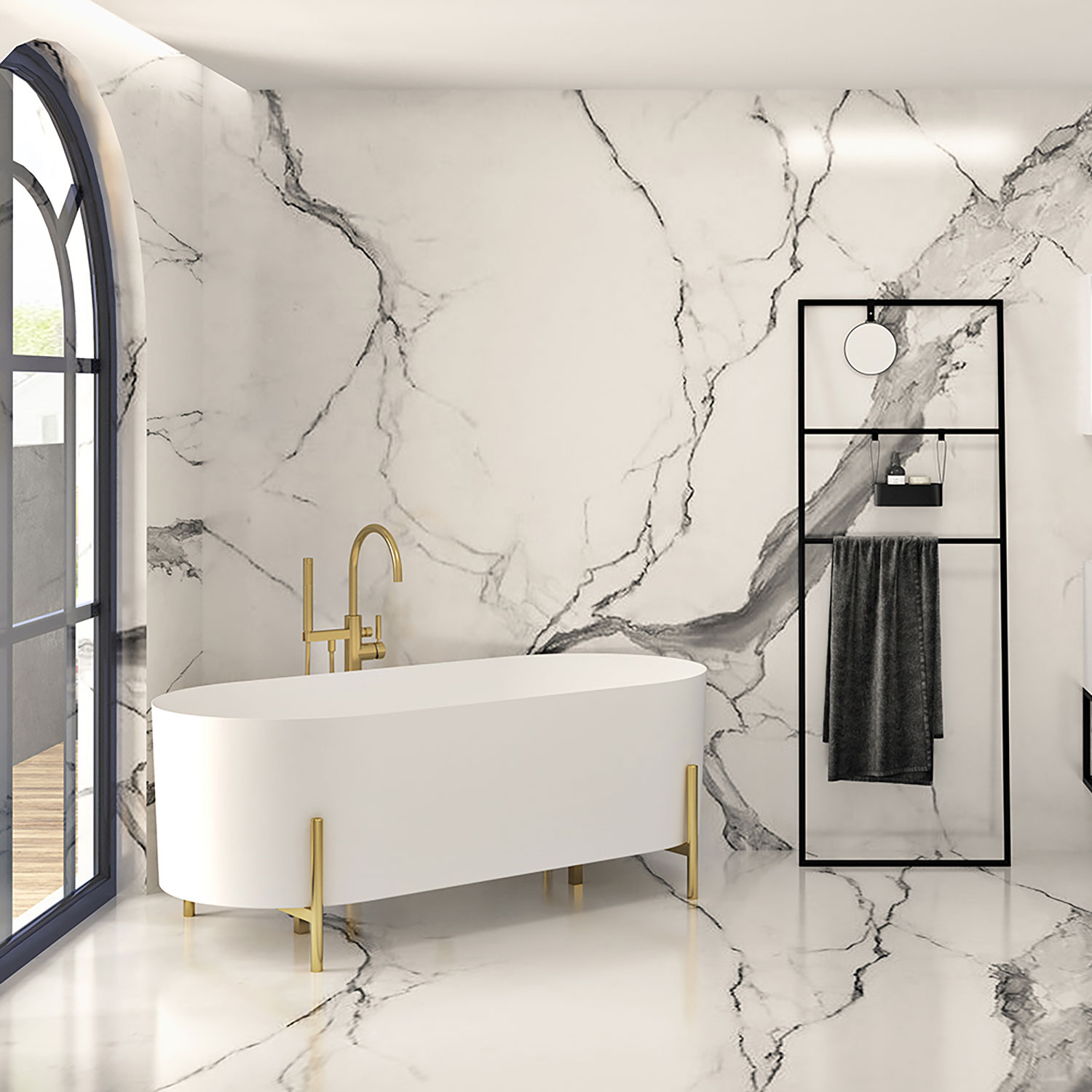 Freestanding bathtub, 65 3/8